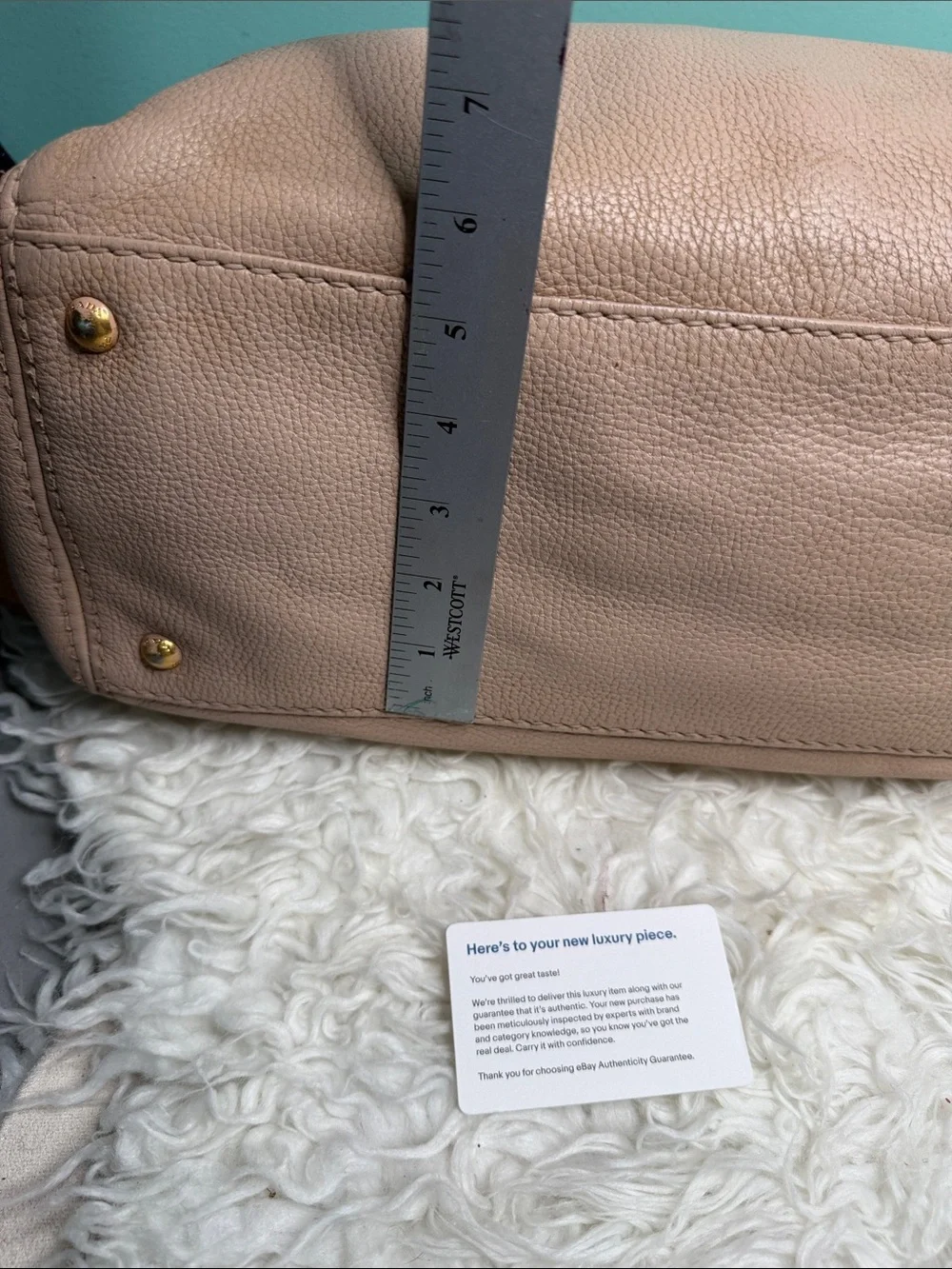 Prada BN CERVO SABBIA Large Soft Creame -Beige Leather Shoulder Satchel - Picture 17 of 17
